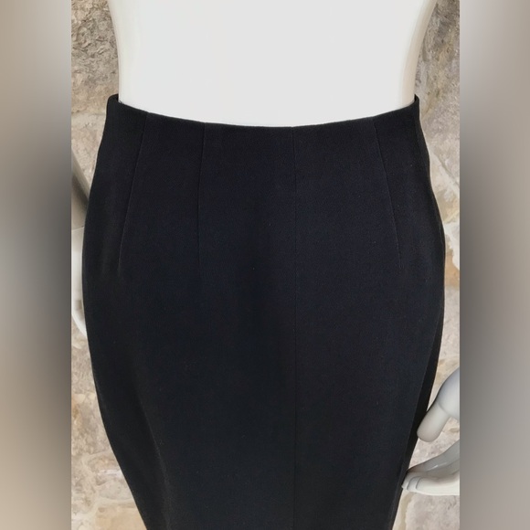 Vintage 1990s Anne Klein II Black Tuxedo Stripe Wrap Front Skirt Classic Elegant - Picture 14 of 16